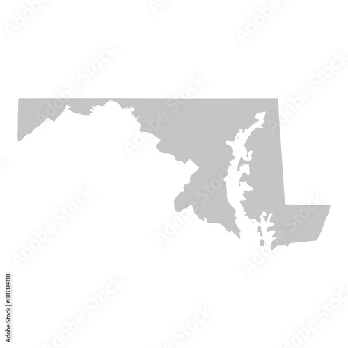 Gray solid map of the state of Maryland