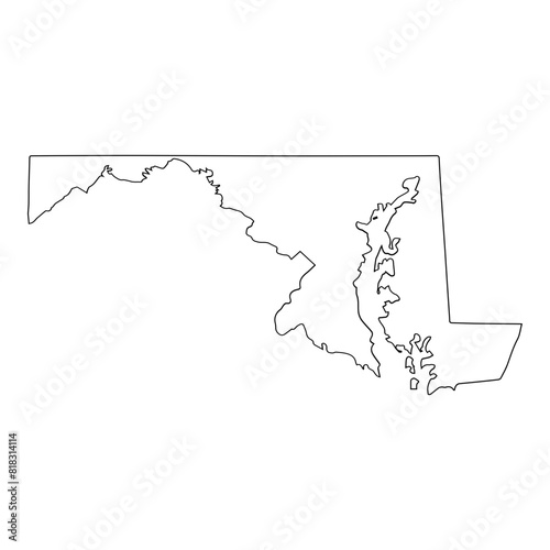 White solid outline of the state of Maryland