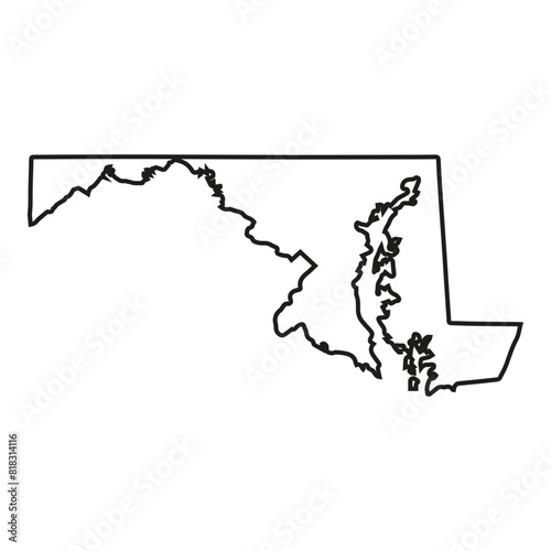 White solid outline of the state of Maryland