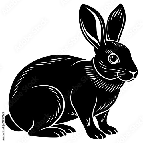 a-silhouette-rabbit-black-and-white-only-black-si 