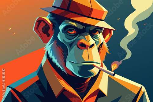 Canvas Print A landscape poster of a monkey smoking a cigar