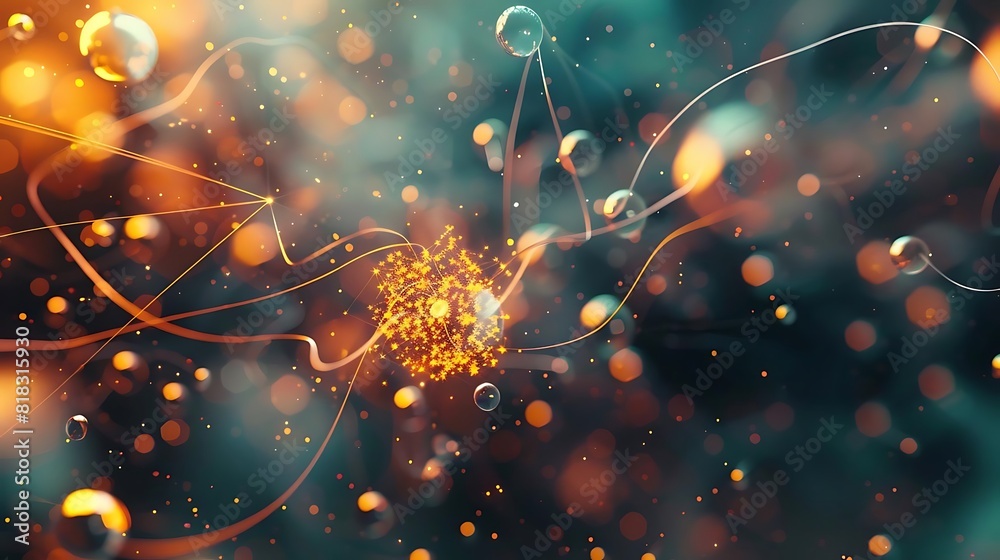 Abstract render of glowing neurons and synapses in a neural network. Abstract render of glowing neurons and synapses in a neural network.
