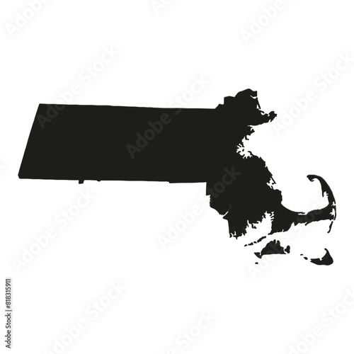 Black solid map of the state of Massachusetts