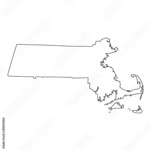 White solid outline of the state of Massachusetts