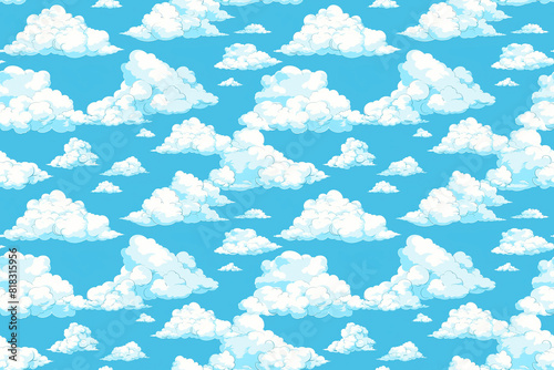 A blue sky with many clouds