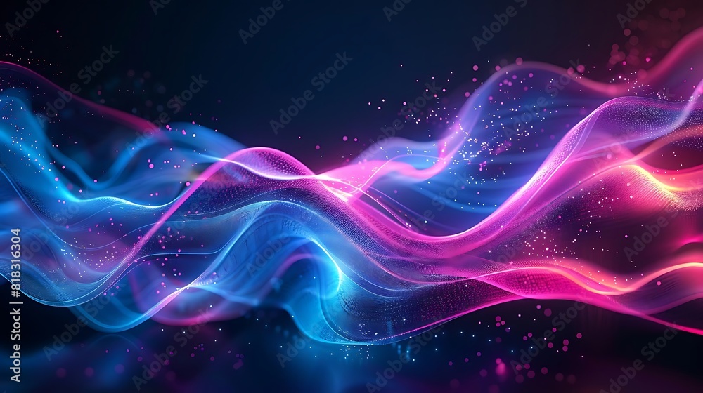 Blue and pink abstract digital background with flowing light waves. Blue and pink abstract digital background with flowing light waves.