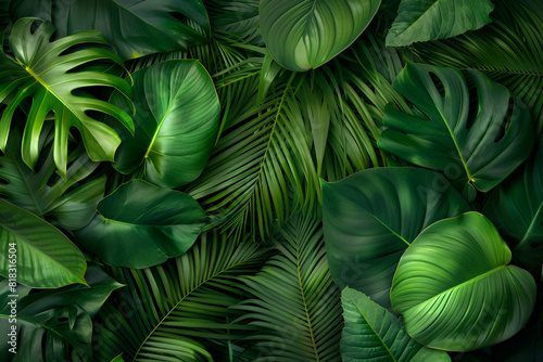 Tropical leaves texture, Abstract nature leaf green texture background, picture can used wallpaper desktop photo