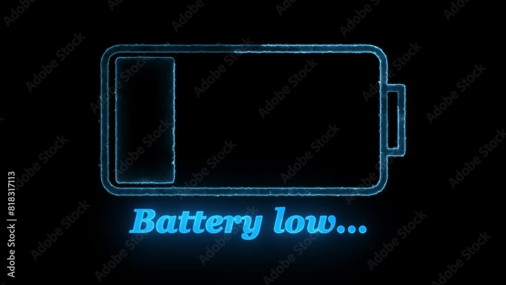 animated flashing low battery icon on black background. animated flashing low battery icon on black background.