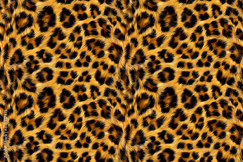 Seamless pattern of realistic leopard print photo