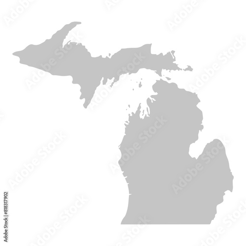 Gray solid map of the state of Michigan