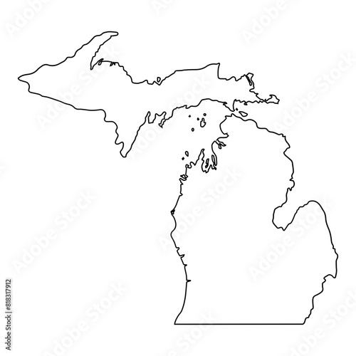 White solid outline of the state of Michigan