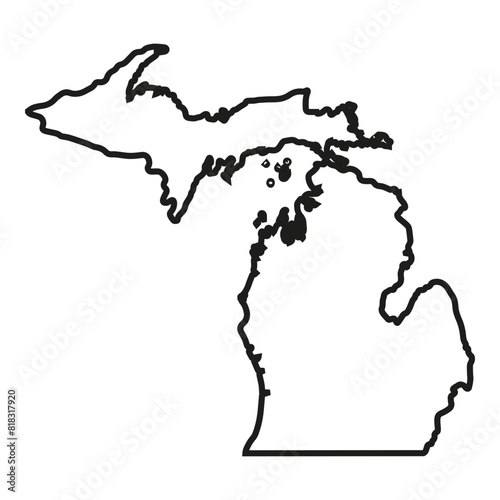 White solid outline of the state of Michigan