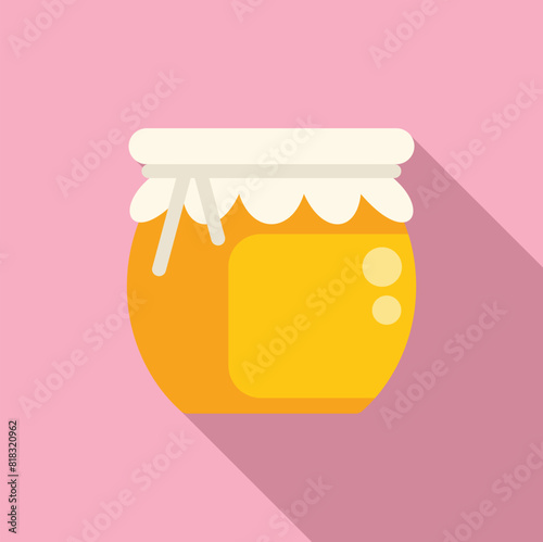 Flat design illustration of a cute honey jar with a pastel pink backdrop