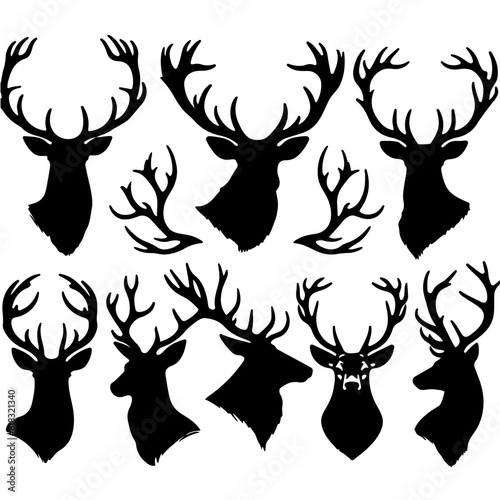 Deer Antlers Silhouette ,deer silhouettes set