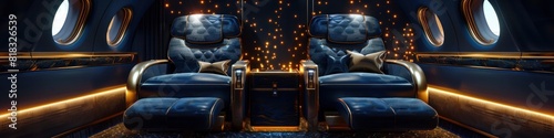 VIP Airplane Seat with Interactive Holographic Panels A New Era in Luxury Flight Travel © Sittichok