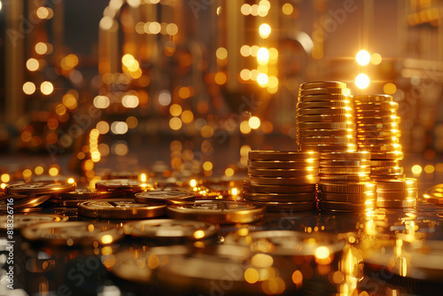 Stack of Gold Coins on Table