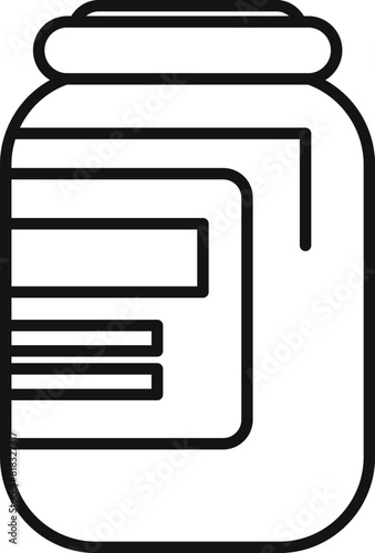 Black and white vector design of a mason jar icon suitable for various graphic needs