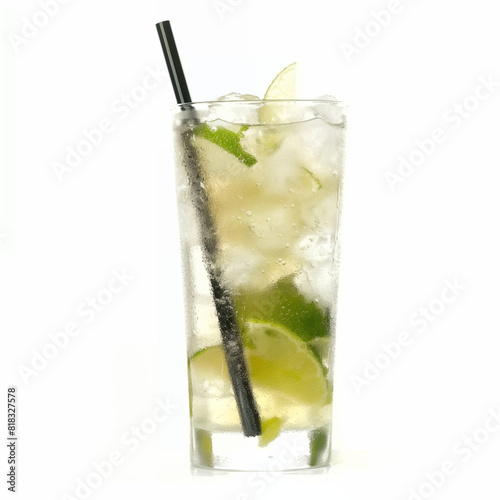 Mojito  Caipirinha Cocktail. Isolated on White Background