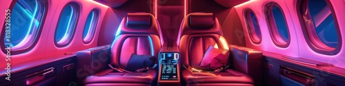 Hightech VIP Airplane Seat A Sleek Design with Holographic Controls photo