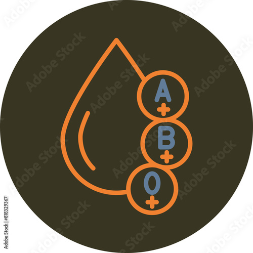 Blood Types Line Two Color Circle Icon