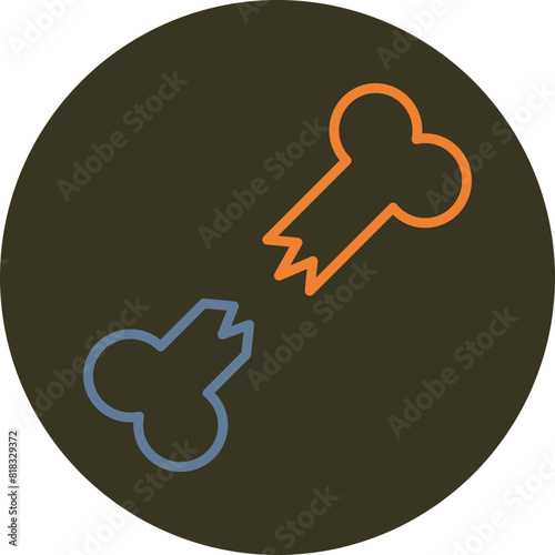 Broken Bone Line Two Color Circle Icon