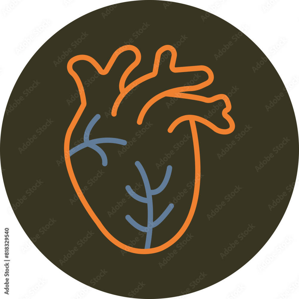 Heart Line Two Color Circle Icon Heart Line Two Color Circle Icon