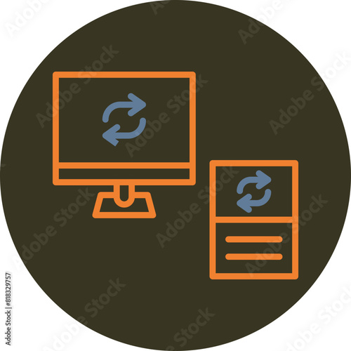 Data Synchronization Line Two Color Circle Icon