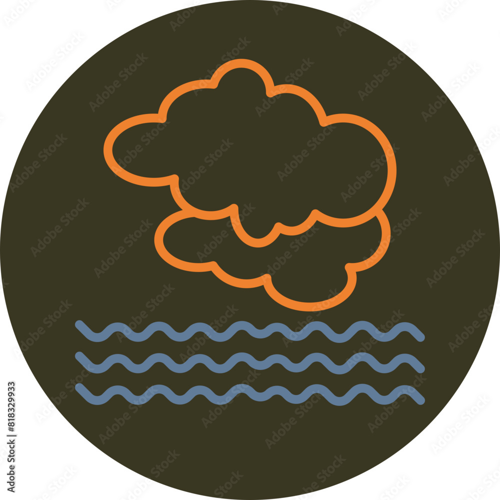 Mist Line Two Color Circle Icon Mist Line Two Color Circle Icon