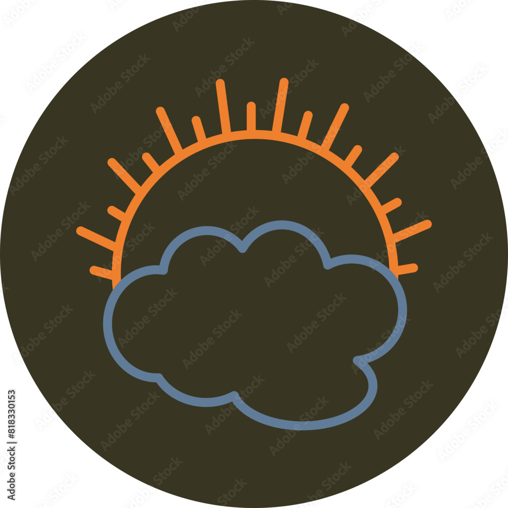Sun Line Two Color Circle Icon Sun Line Two Color Circle Icon