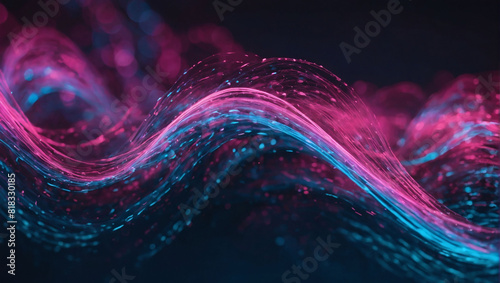 Vibrant Futuristic Background  Pink and Blue Neon Waves in High-Speed Motion