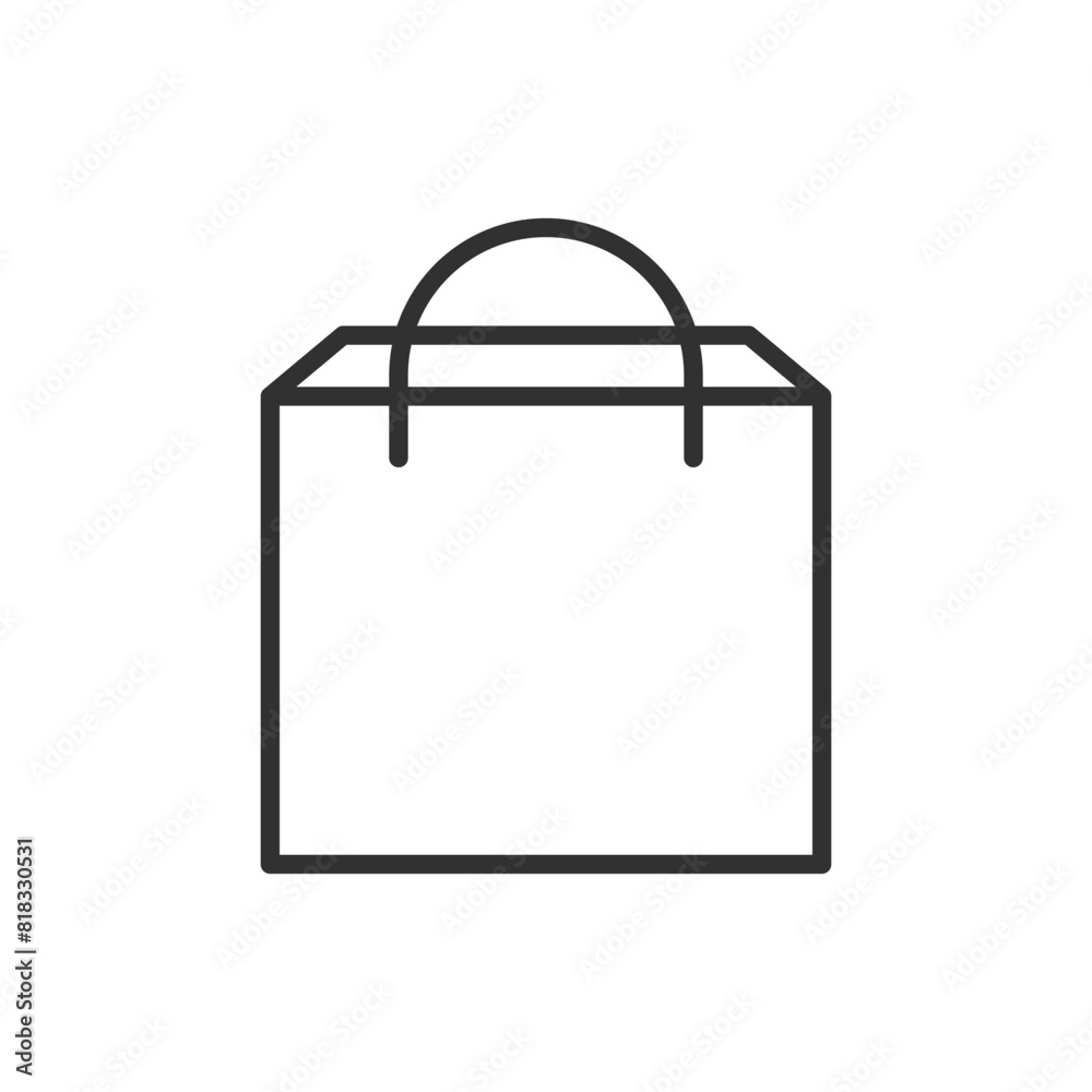 Paper bag with handle, linear icon. Line with editable stroke Paper bag with handle, linear icon. Line with editable stroke