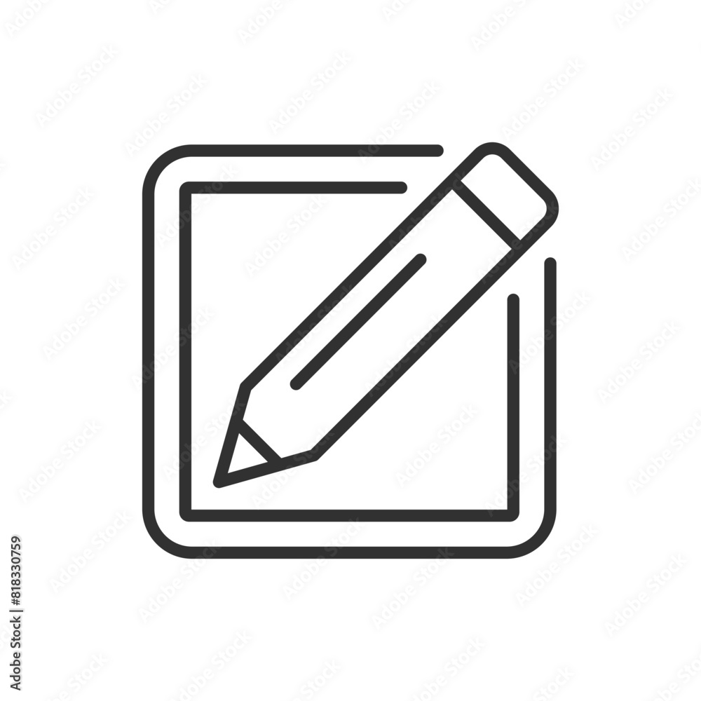 Writing a note, linear icon. Pencil and writing box. Line with editable stroke Writing a note, linear icon. Pencil and writing box. Line with editable stroke