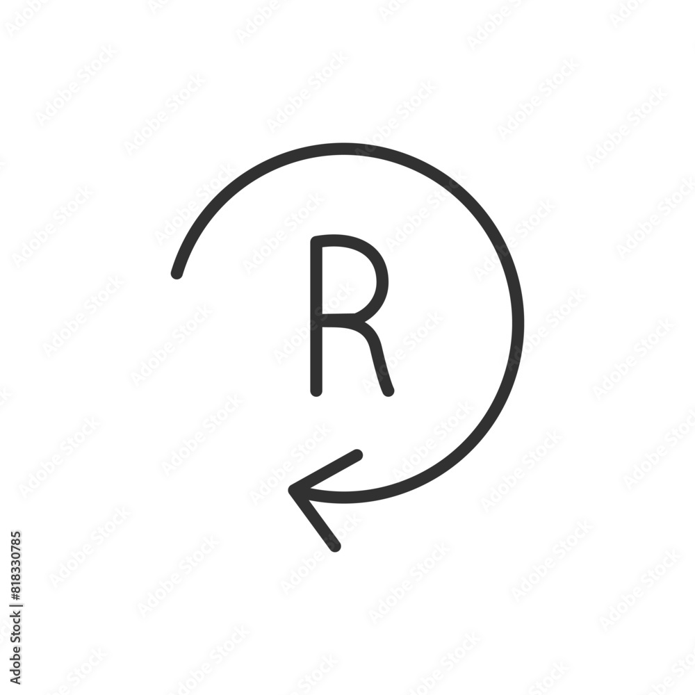 Round reload arrow, linear icon. Line with editable stroke Round reload arrow, linear icon. Line with editable stroke