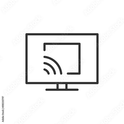 Screen Sharing, linear icon. Screen Sharing technology on TV. Line with editable stroke