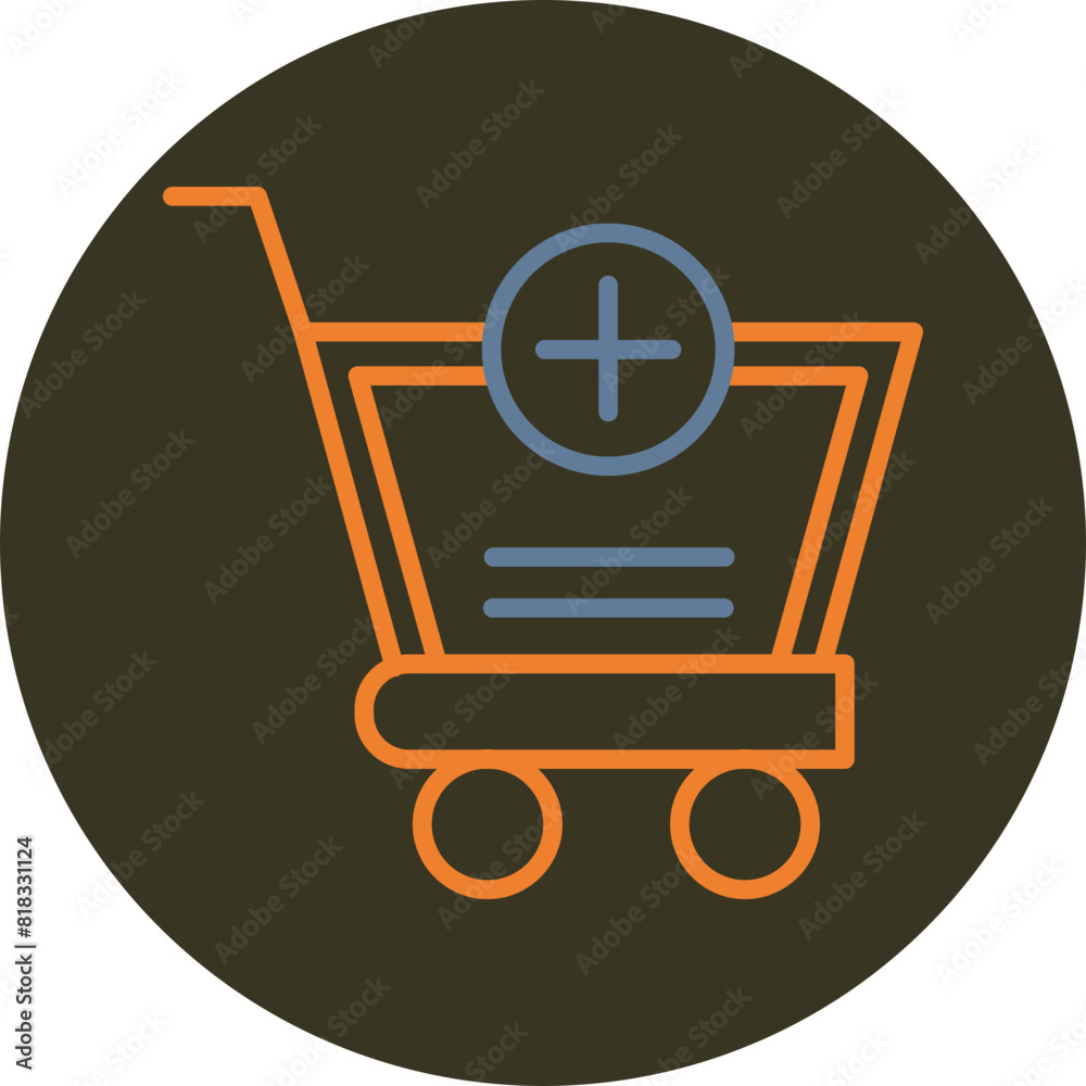 Add To Basket Line Two Color Circle Icon Add To Basket Line Two Color Circle Icon