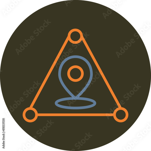 Online Location Line Two Color Circle Icon