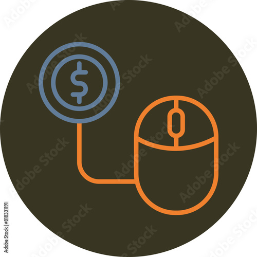 Pay Per Click Line Two Color Circle Icon