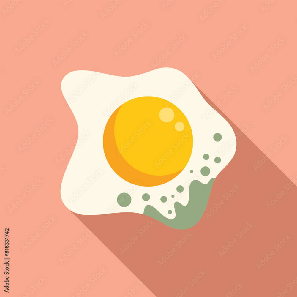 Graphic illustration of a fried egg with a bright yolk, ideal for foodthemed designs
