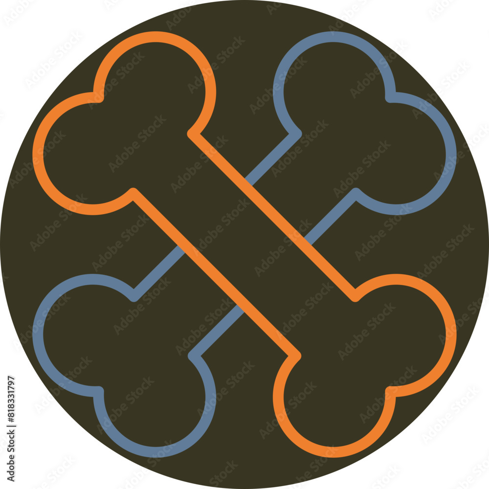 Bones Line Two Color Circle Icon Bones Line Two Color Circle Icon