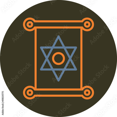 Jewish Line Two Color Circle Icon