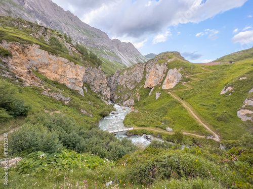 Randonnee crepuscule in the Vallee de Chaviere in Vanoise national park in France photo