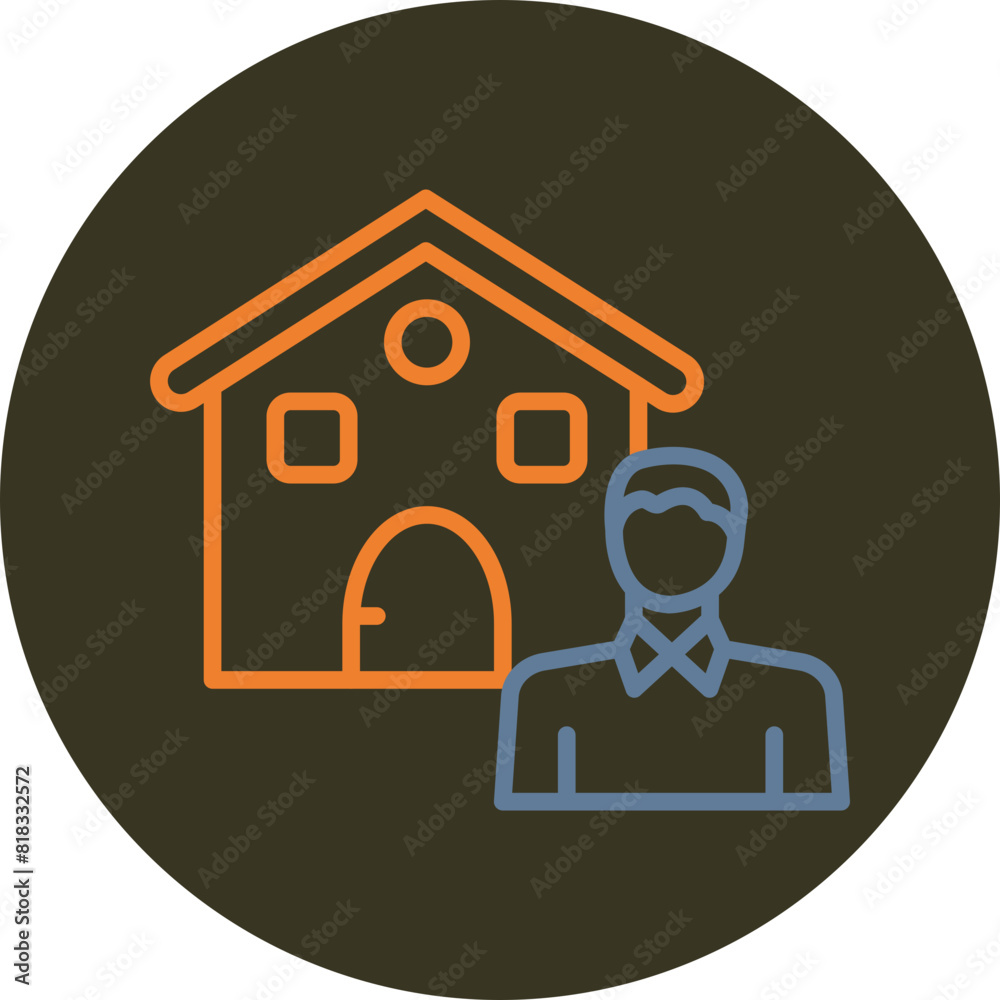Real Estate Agent Line Two Color Circle Icon Real Estate Agent Line Two Color Circle Icon