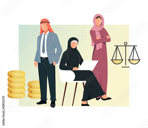 Gender Equality at Workplace and Gender pay equality  in MENA - ESG - Stock Illustration