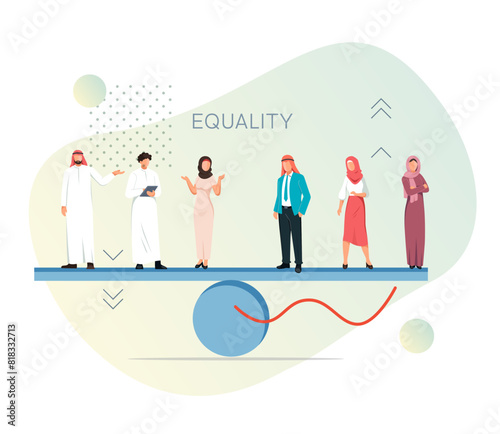 Gender Equality at Workplace and Gender pay equality  in MENA - ESG - Stock Illustration