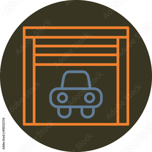 Garage Line Two Color Circle Icon