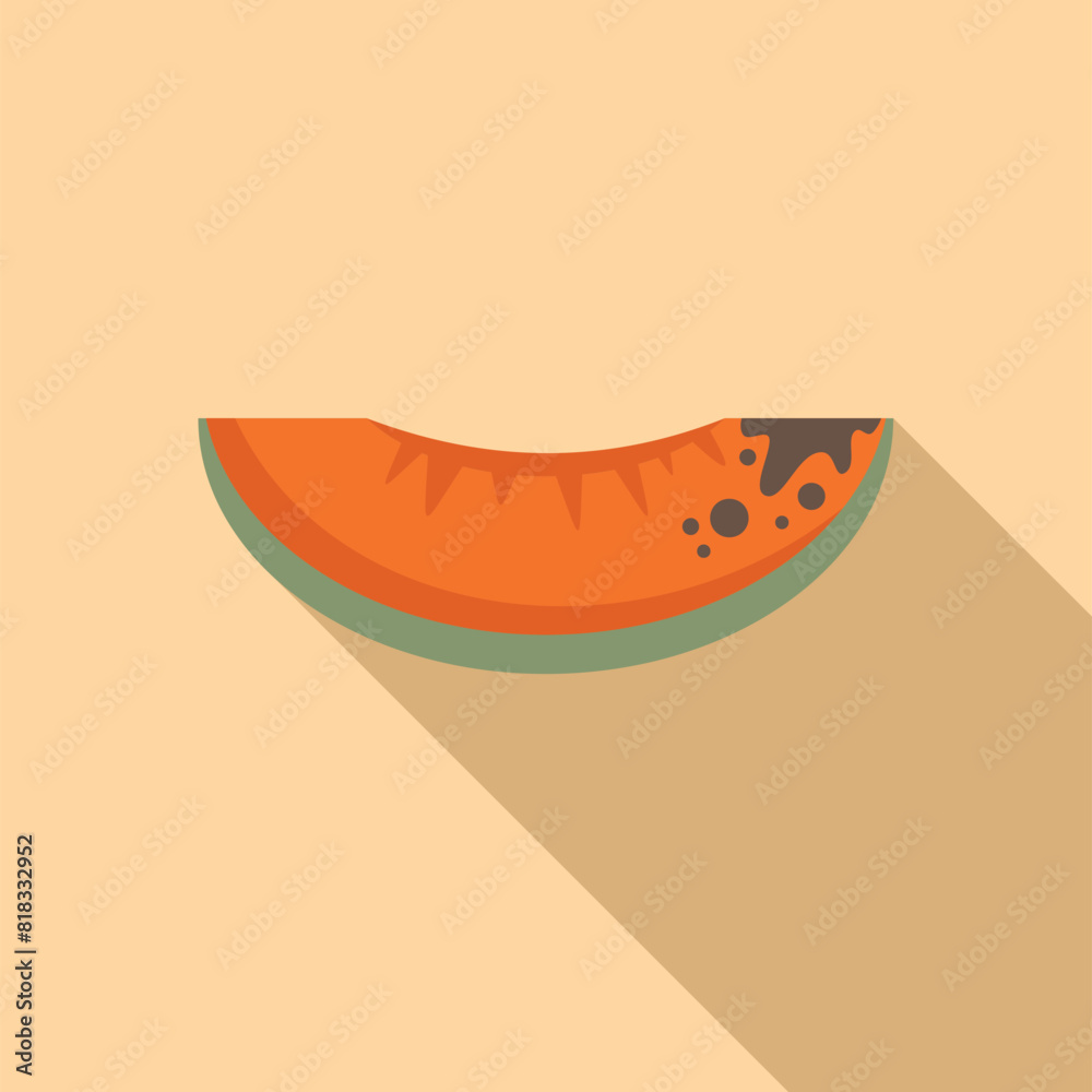 Flat design vector of a juicy watermelon slice on a warm beige background Flat design vector of a juicy watermelon slice on a warm beige background