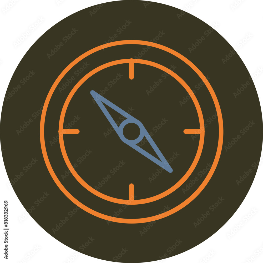 Compass Line Two Color Circle Icon Compass Line Two Color Circle Icon