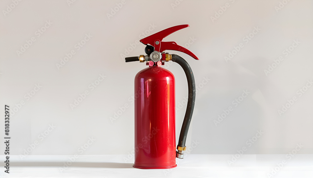 Obraz premium One red fire extinguisher on white background