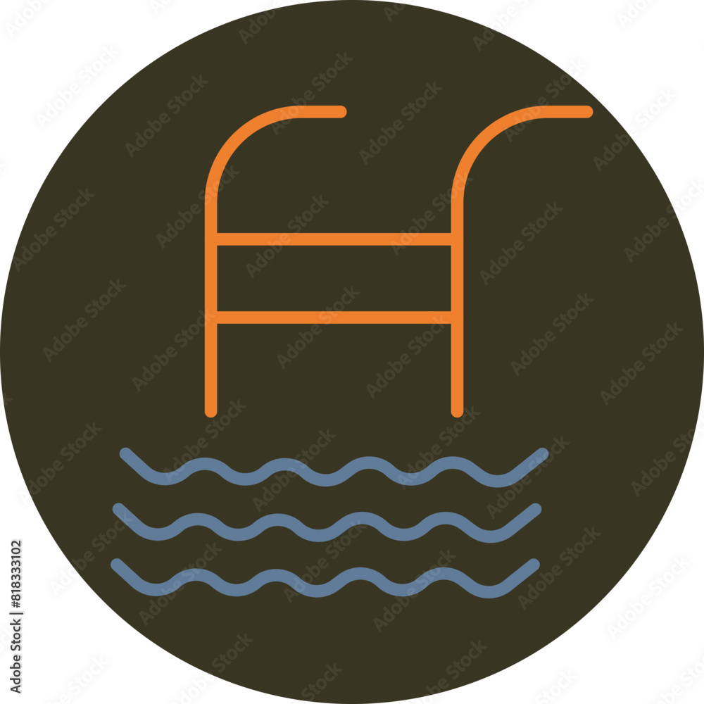 Swimming pool Line Two Color Circle Icon Swimming pool Line Two Color Circle Icon