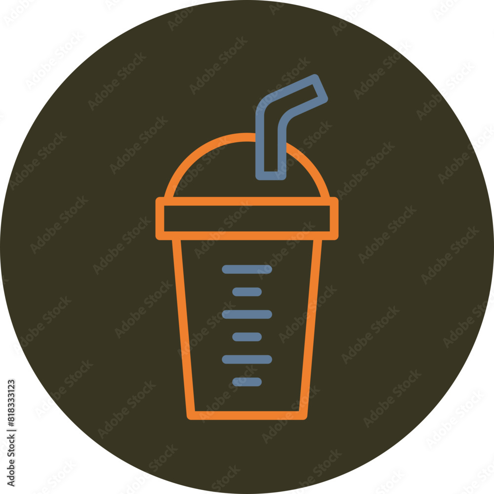 Protein Shake Line Two Color Circle Icon Protein Shake Line Two Color Circle Icon